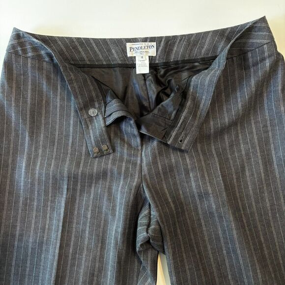 Pendleton Pants Womens 16 Gray 100% Wool Striped Office Trousers Slacks Lined - Picture 1 of 14